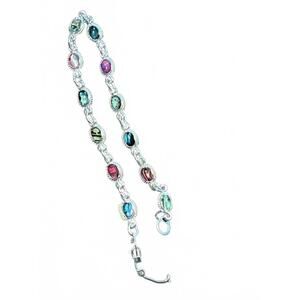 Stunning Multicolored Gemstone Bracelet with Silver Links S-80 Silver (SR564)